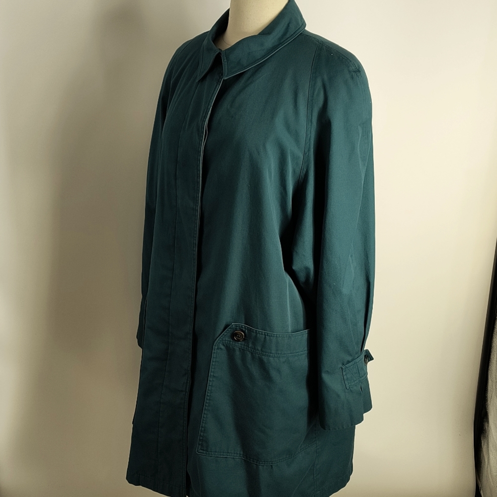 Outbrook lined blue/green cotton-blend coat-sz 14